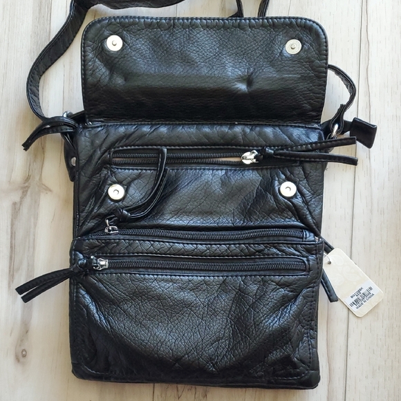 Black Faux Leather Crossbody Bag - Picture 9 of 15